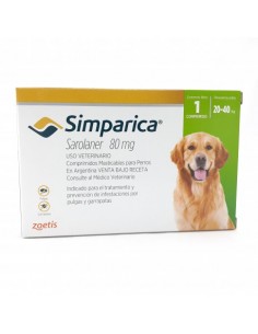 Comprimido contra Pulgas y Garrapatas para Perros Simparica 20 - 40 Kg
