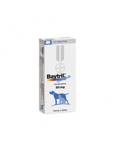 Baytril 50 mg. x 10 comp. Saborizados