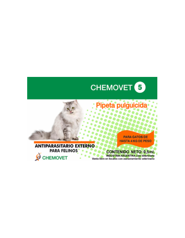 Chemovet 5 Pipeta para Gatos hasta 4...