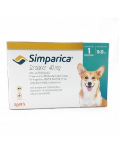 Comprimido contra Pulgas y Garrapatas para Perros Simparica 10 -20 Kg